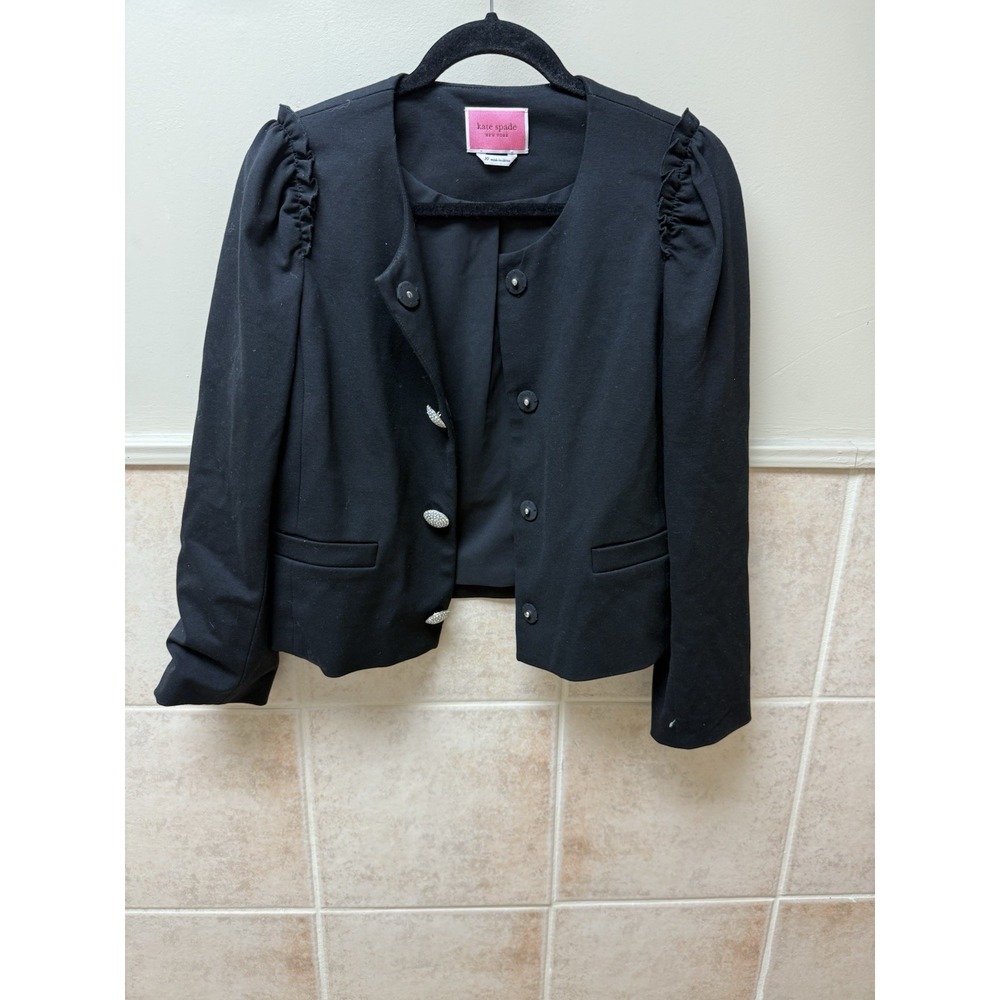Kate Spade New York Women's Black Jewel Button Ponte Jacket. Sz 10 - Picture 8 of 11